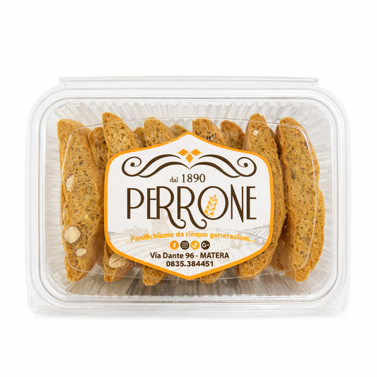 Confezione di cantucci alle mandorle artigianali del Panificio Perrone