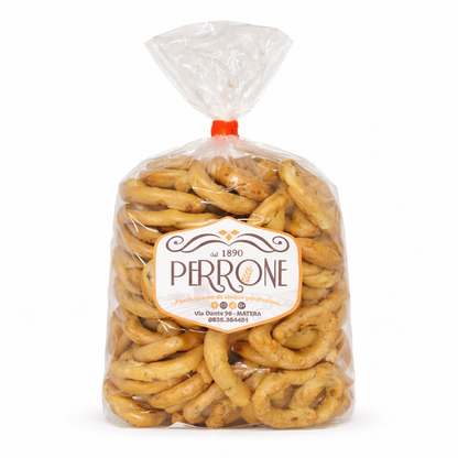 Confezione di taralli ai semi di finocchio artigianali del Panificio Perrone
