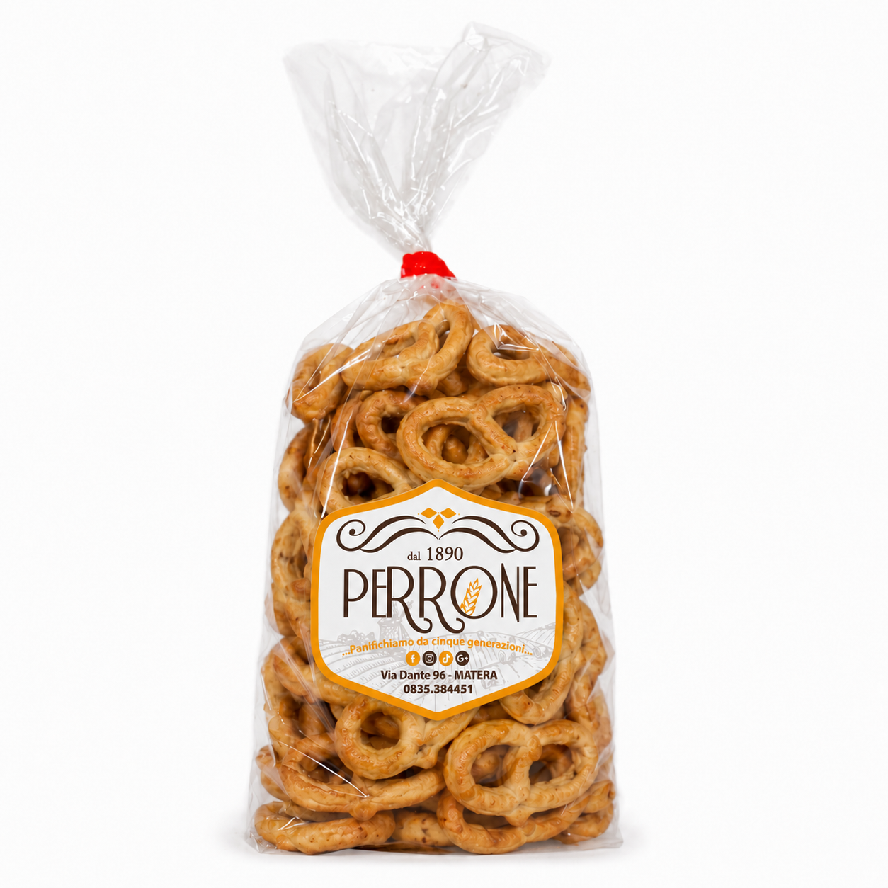Confezione di taralli uvetta e cipolla artigianali del Panificio Perrone